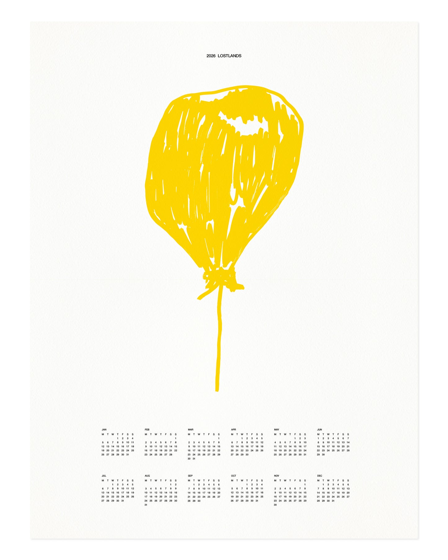 Yellow Balloon. The 2026 Poster Calendar