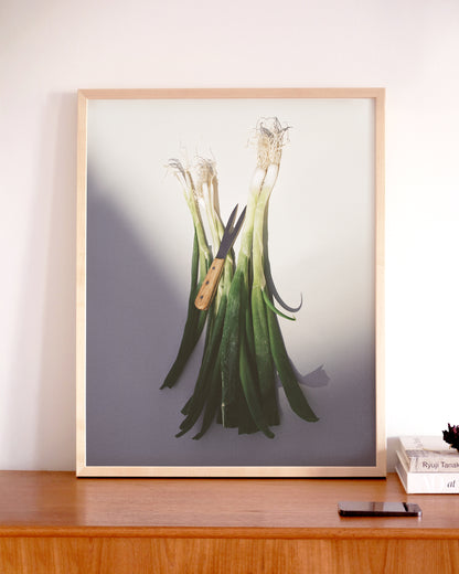 Green Onions Print by Damien Ropero