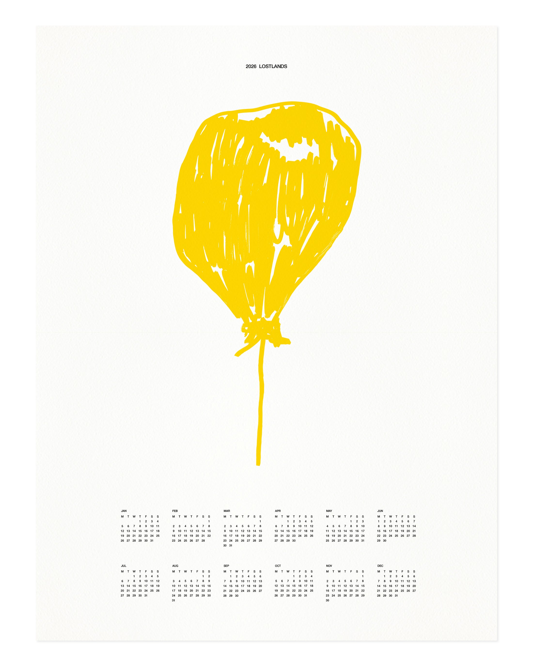 Yellow Balloon. The 2026 Poster Calendar
