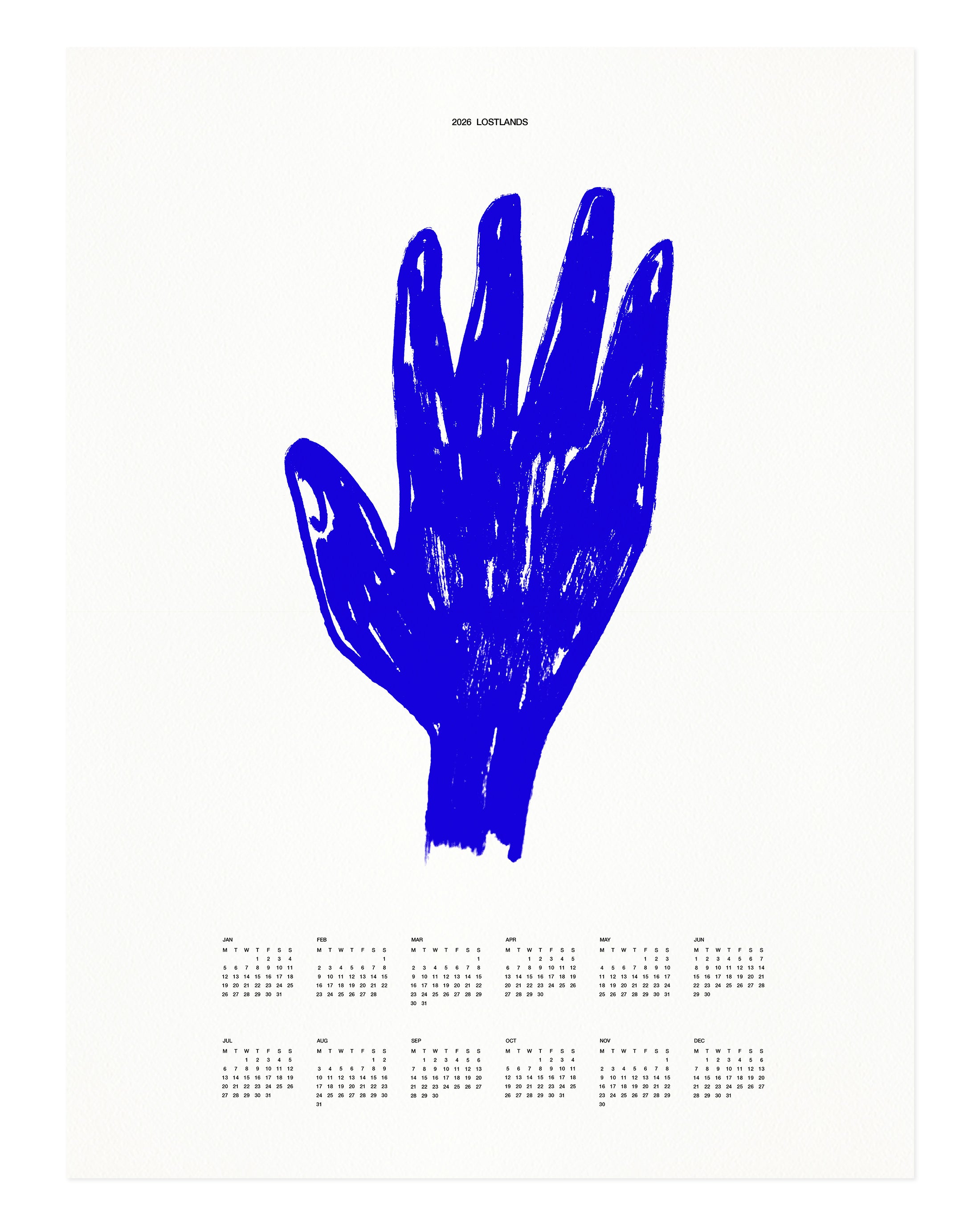 Blue Hand. The 2026 Poster Calendar