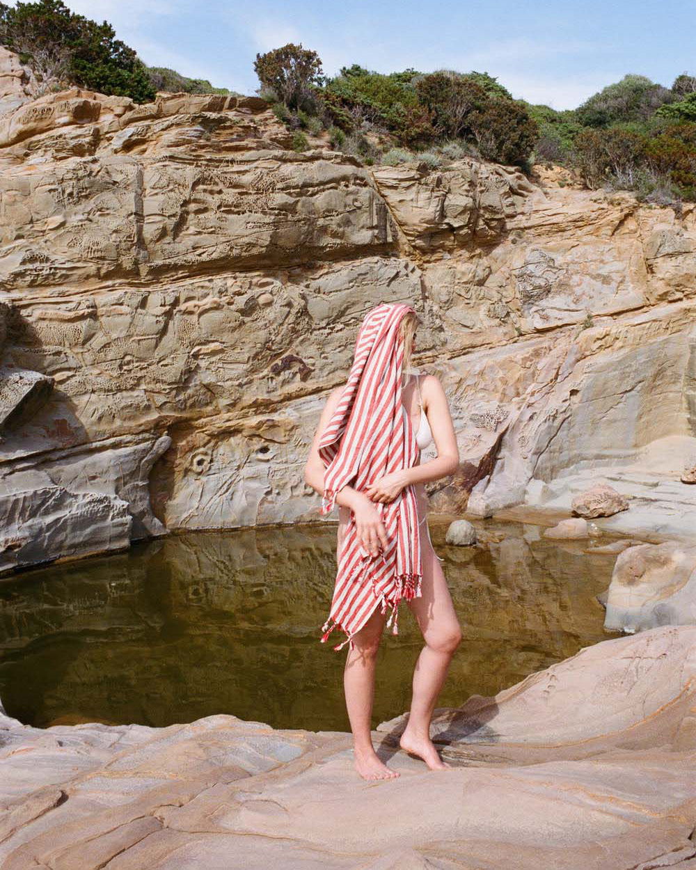 Red Stripe Bath Towel